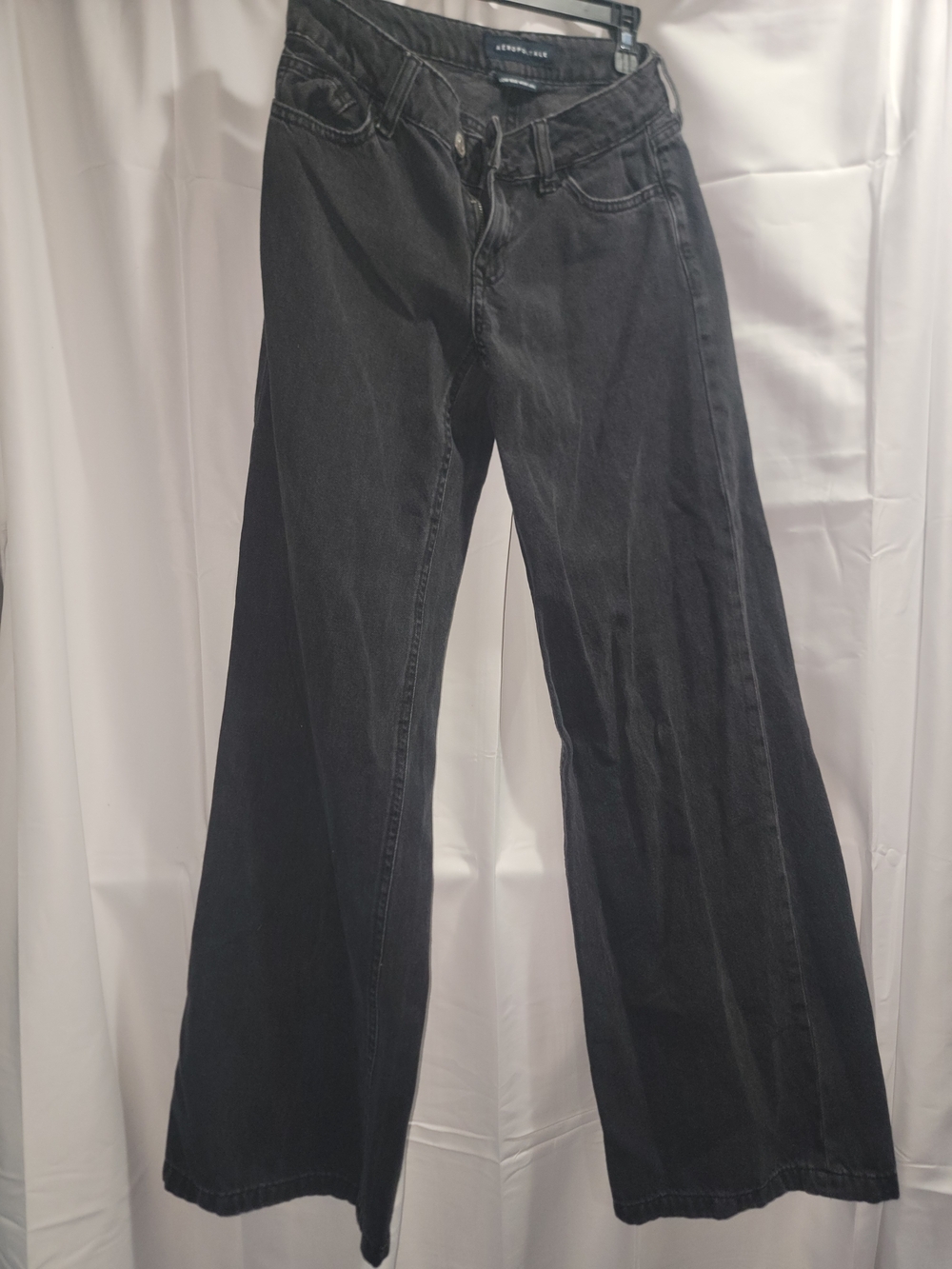 Aeropostale Black High-Rise Wide-Leg Jeans
